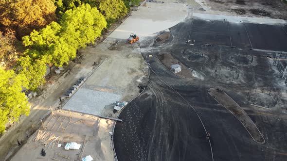 Construction Site and Construction Equipment Aerial