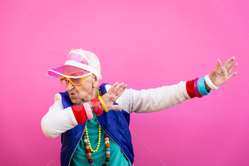  dance on colored backgrounds. Concept about seniority and old people