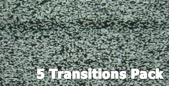 TV No Signal White Noise Transitions 5-Pack