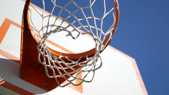 Basketball Court Outdoors Orange Hoop Net and Backboard for Basket Ball Game