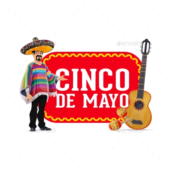Cinco De Mayo Mexican Guitar and Maracas