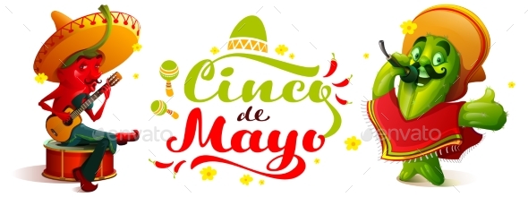 Cinco De Mayo Text Greeting Card Mexican Festival