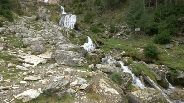 A Waterfall and Rocks