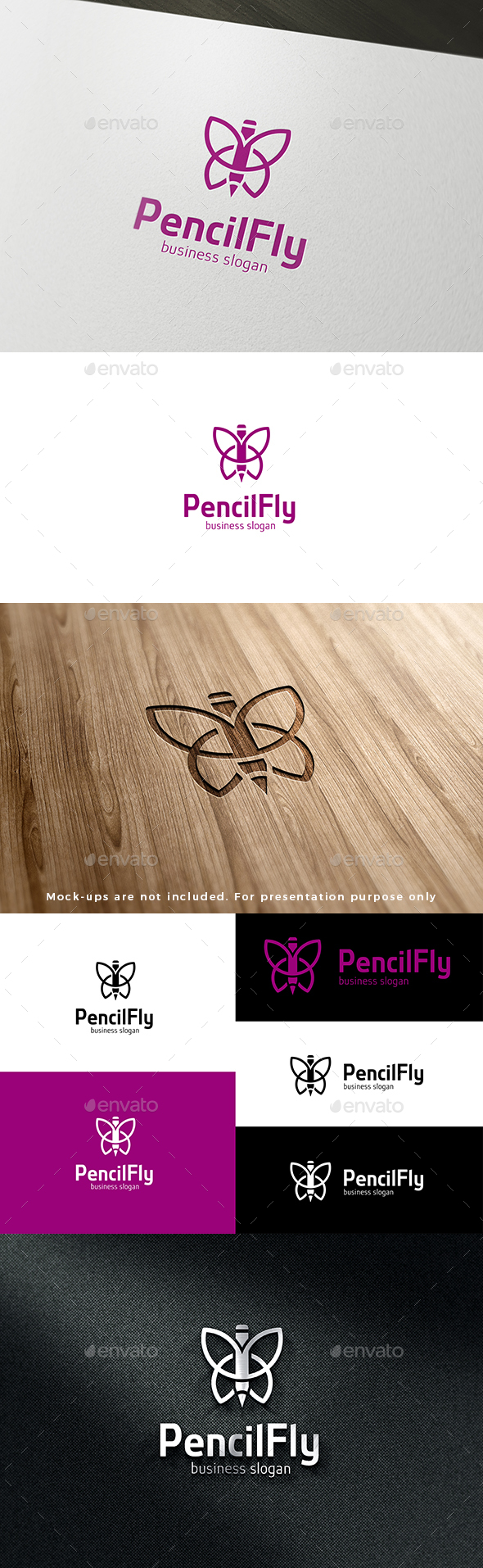 Butterfly and Pencil Vector Logo