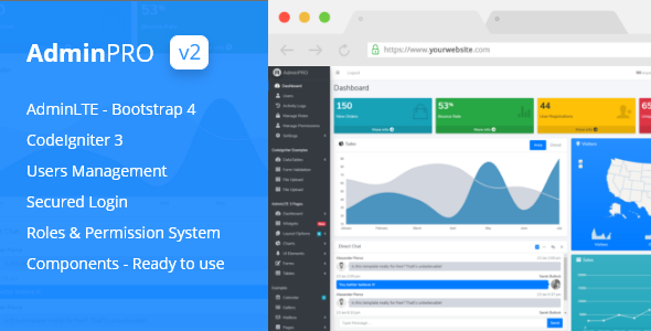 AdminPro - Logowanie + zarządzanie użytkownikami i rolami + AdminLTE + Codeigniter