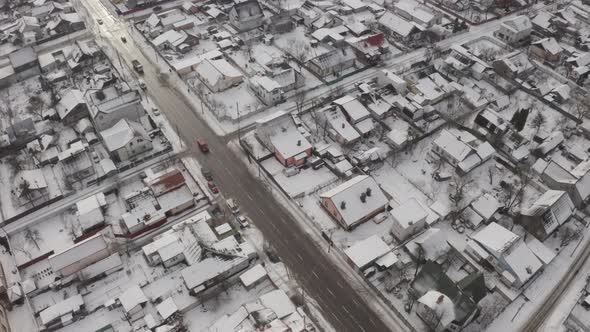 Aerial View Traffic Traffic Winter City Streets