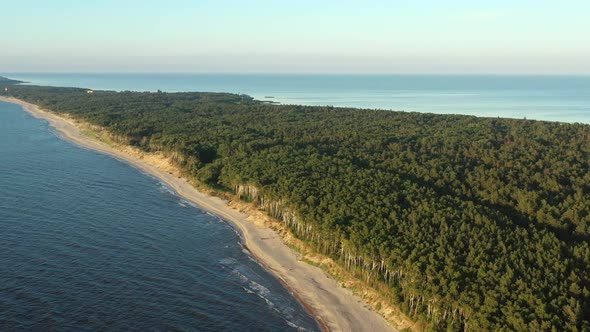 Curonian Spit Wth Baltic Sea Coastline on Sunset