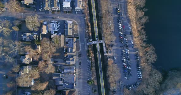 Top Down View Zooming Out From Katonah Village and Train Station