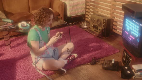 Girl Playing 8-bit Game