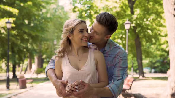 Lady With Excitement Waiting For Her Boyfriend Sincerely Rejoicing Seeing Him