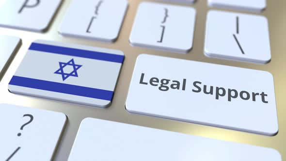 Legal Support Text and Flag of Israel on the Keyboard