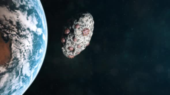 Cornavirus Virons Approaching Earth From Outer Space Embedded in an Asteroid alt