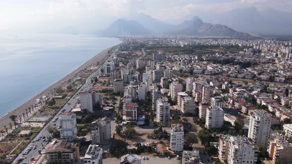 Aerial View Antalya Turkey  Resort Town Seashore
