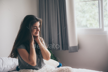 sexy sleepy woman person sleeping on the bed, young girl living with pillow at home / Photodune, Misc