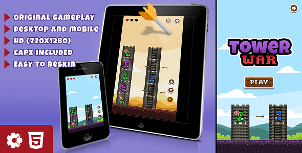 Tower War - HTML5 Game (.c3p & .capx)