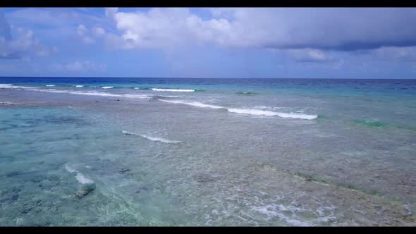 Aerial top down texture of marine bay beach lifestyle by transparent ocean and white sand background