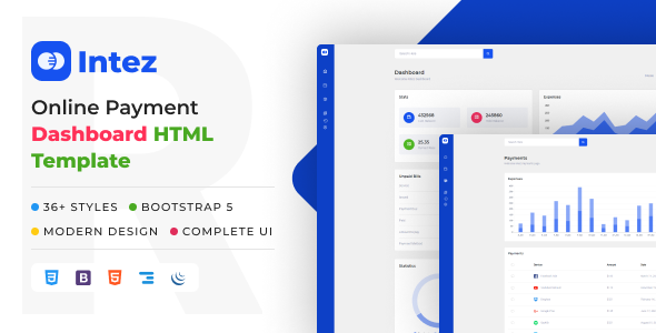 Intez - Bootstrap Online Payment Dashboard HTML Template