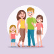 Family portrait. Parents and two daughters - GraphicRiver Item for Sale