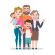 Family portrait. Parents, grandmother and two kids. - GraphicRiver Item for Sale