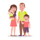 Family portrait. Father, mother, a boy and a baby. - GraphicRiver Item for Sale