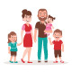 Family portrait. Father, mother, two kids and a baby. - GraphicRiver Item for Sale