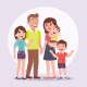 Family portrait. Father, mother, a girl, a boy and a baby. - GraphicRiver Item for Sale