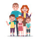 Family portrait. Parents with three kids. - GraphicRiver Item for Sale