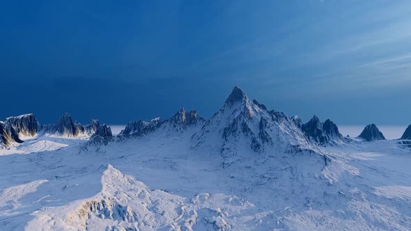 Snowy mountains and peaks