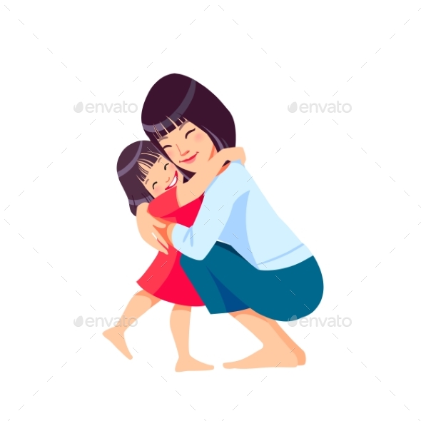 Asian Woman Mother and Child