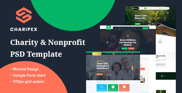 Charipex - Charity & Nonpropfit PSD Template