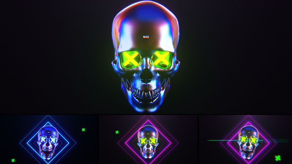  Skull Glitch Logo Reveal
