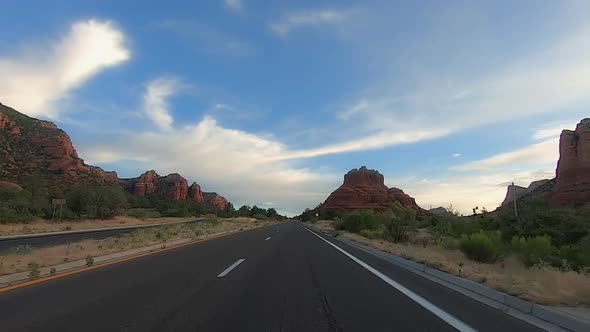 Highway 89A Driving Video in Village of Oak Creek Approaching Bell Rock