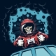 Space Poster with Skull Astronaut in Vintage Style - GraphicRiver Item for Sale