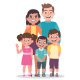 Family portrait. Parents with a girl and two boys. - GraphicRiver Item for Sale