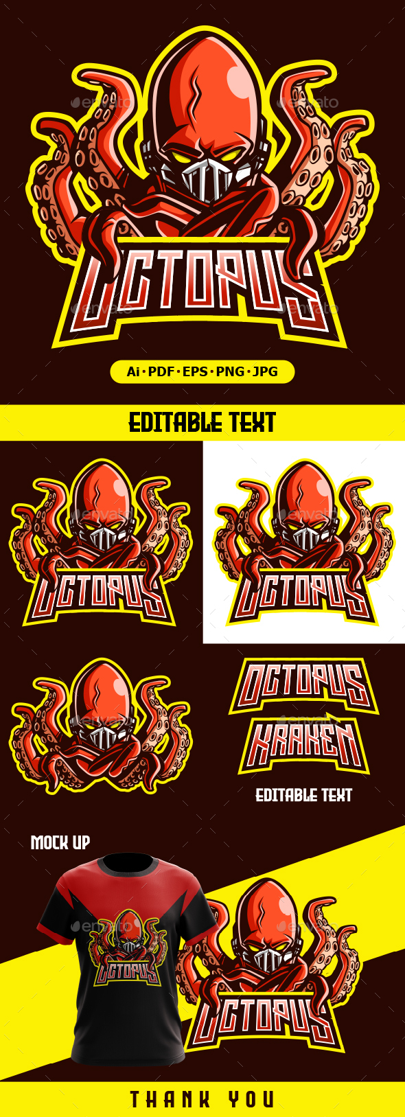 Octopus Mascot logo illustration