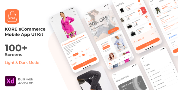 KORE shopping eCommerce App UI Kit | Adobe XD Template