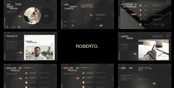 Roberto. - Onepage Horizontal Personal CV/Resume HTML Template