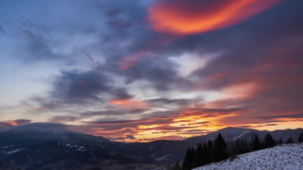 beautiful morning colored clouds shortly before sunrise move across the morning sky