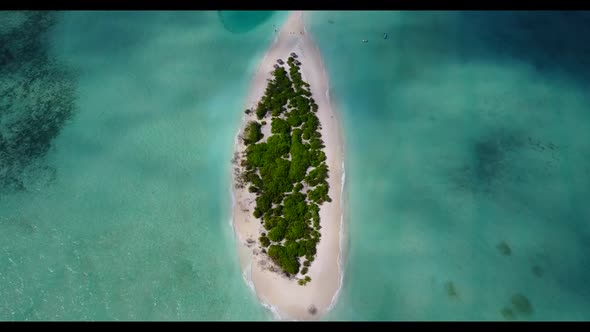 Aerial panorama of luxury seashore beach holiday by blue ocean and white sand background of a dayout