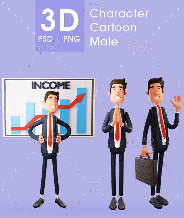 3D Businessman Cartoon Design With Various Poses