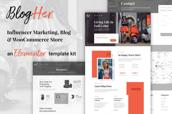 BlogHer - Influencer Marketing Blog & Shop Elementor Template Kit