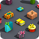 Low Poly Gift Box Isometric Icon - 3DOcean Item for Sale