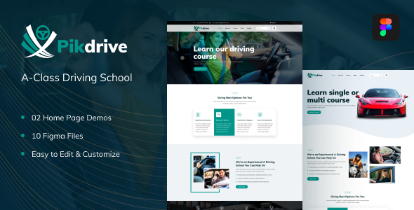 Pikdrive – Driving School Figma Template