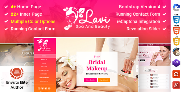 Lavi : Beauty Spa Salon Makeup Parlour Bootstrap 4 Template