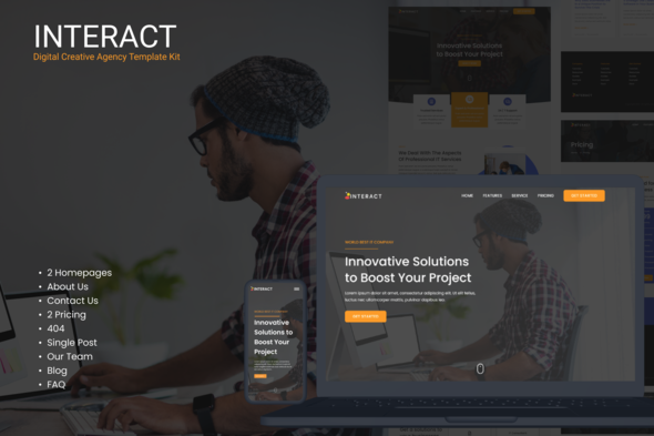 Level up your web presence with Interact – the ultimate digital agency Elementor Template Kit