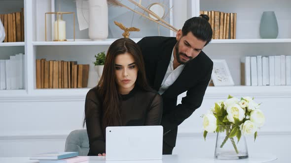 Handsome Boss Checks Out His Beautiful Assistant's Work