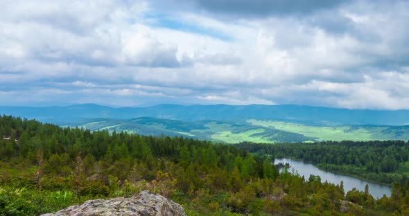 Mountain Lake Timelapse at the Summer or Autumn Time