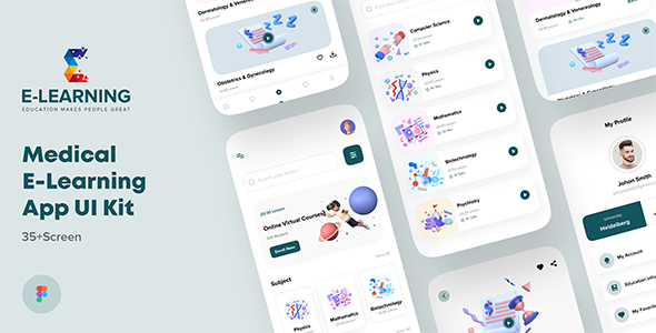 Medical e-Learning Online Course  App UI kit For Figma