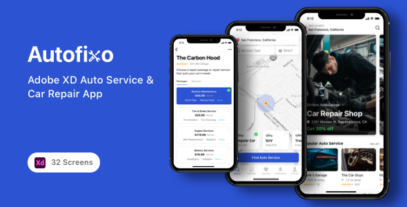 Autofixo - Adobe XD Auto Service & Car Repair App