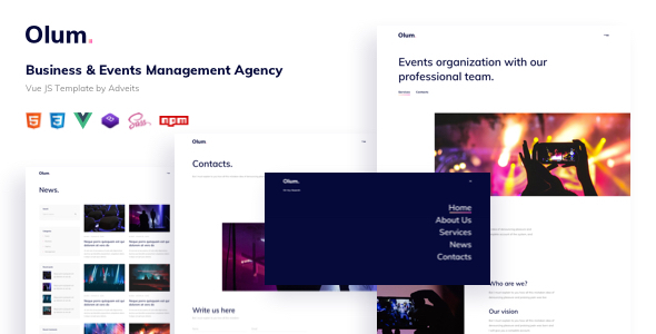 Olum - Business & Events Management Agency Vue JS Template